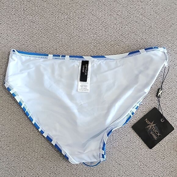 Niptuck Blue and White Zebra Print Bikini Swimsuit Bottom Size 6 - Picture 12 of 13
